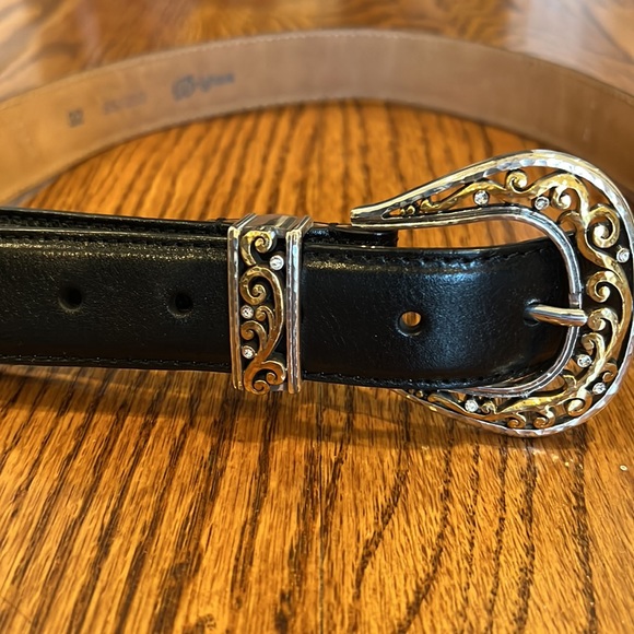 Brighton Black Leather Belt with Silver / Gold Hardware and Rhinestones Size 32 - Picture 6 of 6